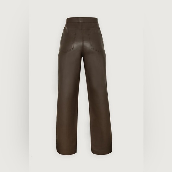 OAK + FORT: STRAIGHT LEG VEGAN LEATHER PANT - Picture 4 of 7